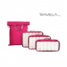 Hot Pink travel luggage & home organising packing cubes and a Jumbo/laundry bag