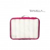 Hot Pink travel luggage & home organising packing cubes and a Jumbo/laundry bag
