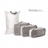 White travel luggage & home organising packing cubes and a Jumbo/laundry bag