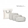 White travel luggage & home organising packing cubes and a Jumbo/laundry bag