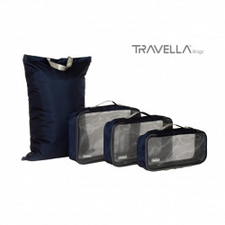 Midnight Blue travel luggage & home organising packing cubes and a Jumbo/laundry bag