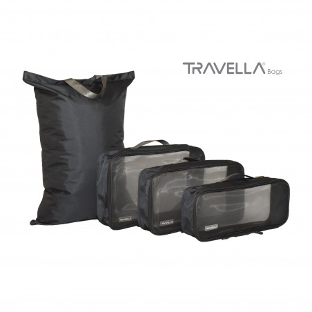 Charcoal travel luggage & home organising packing cubes and a Jumbo/laundry bag